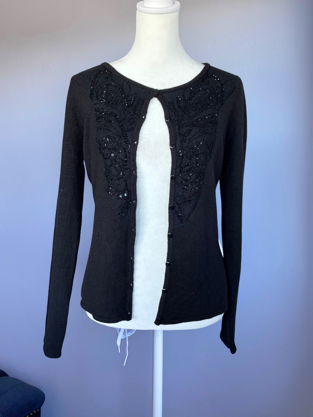 Y2K Black Beaded Cardigan Willi Smith
Size Small